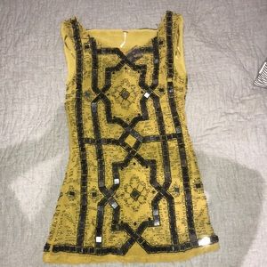 NOWT. Free People green dress with black sequins.